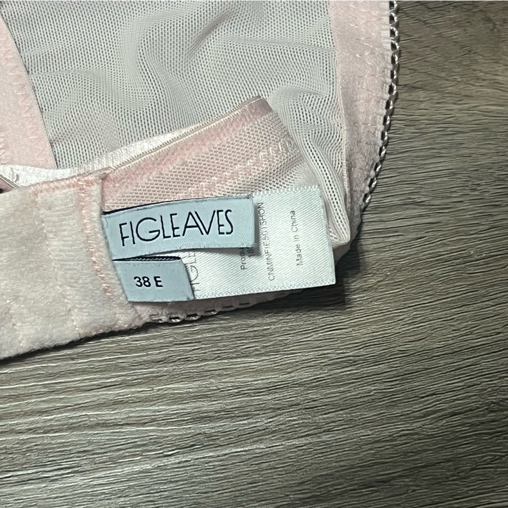 Figleaves 38E Bra Underwire Unlined Full Coverage Lace Trim Pink Floral - Picture 3 of 5